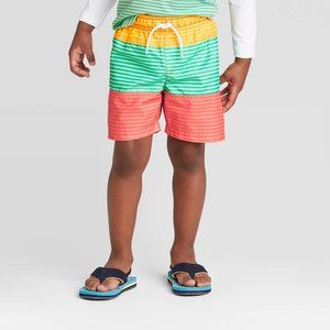 NEW! Cat & Jack Multi Colored Boys' Swim Trunks